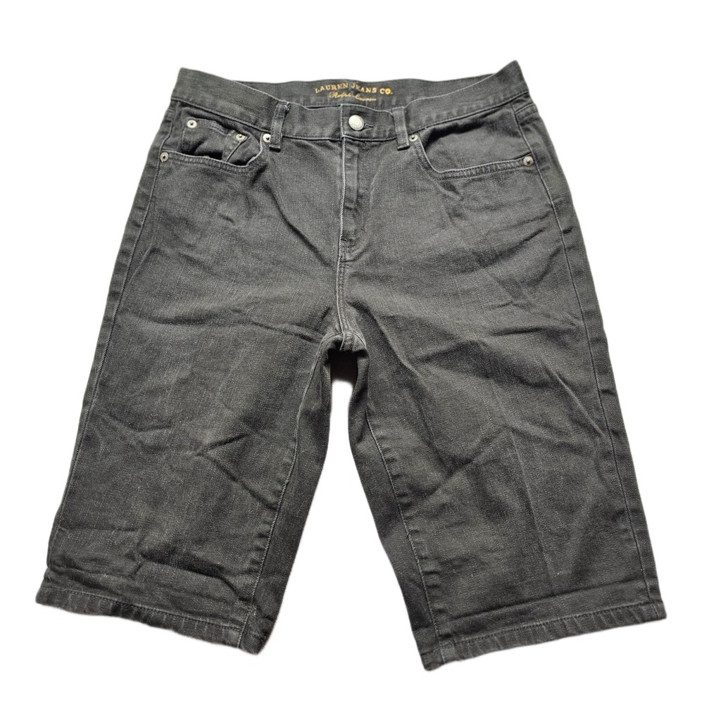 Lauren Ralph Lauren Bermuda Shorts Womens 6 Black Denim Stretch 5-Pocket Design
